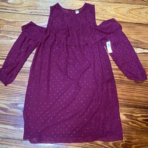 NWT Orchid/Maroon Cold-Shoulder Old Navy Dress